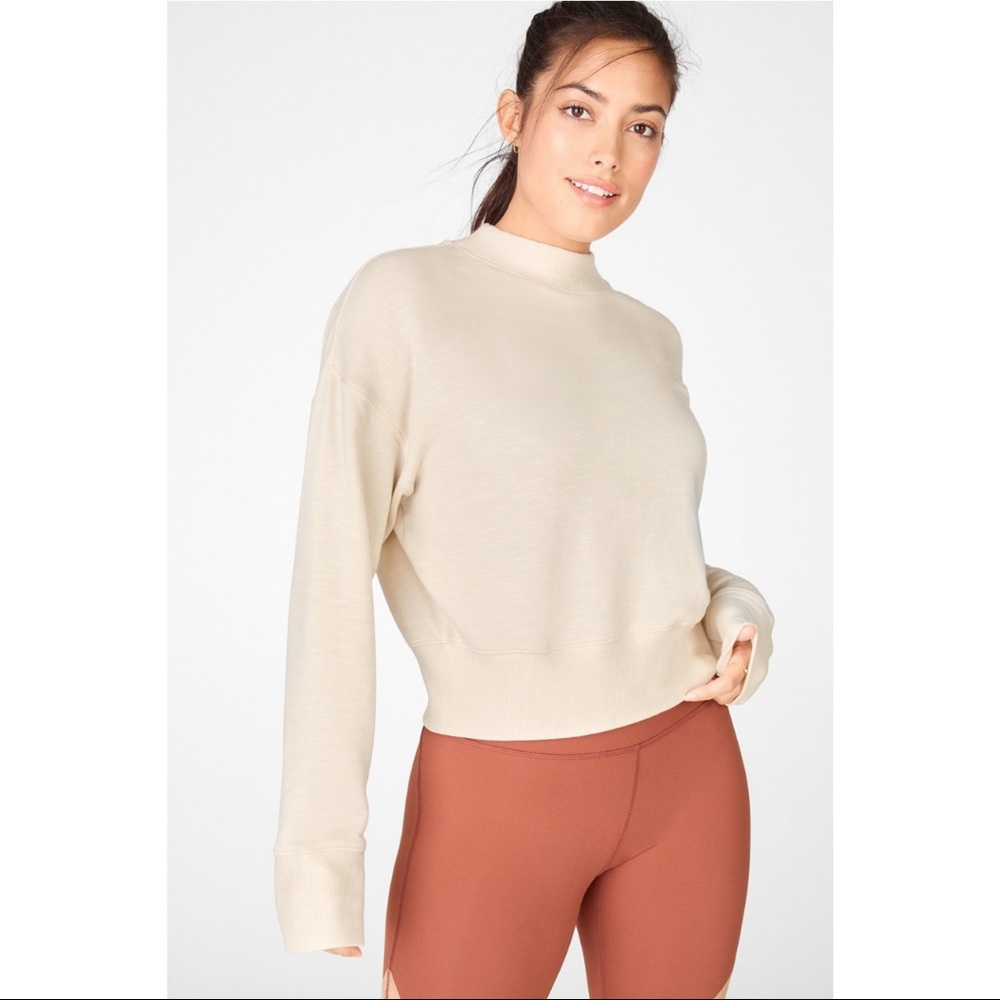 Fabletics Cream Lune Long Sleeve Pullover Sizes L